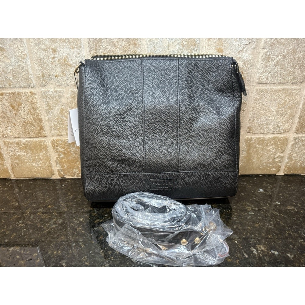 NWT Pom Pom London Black Westminster Bag With 1 Black Strap & Dust Bag, Travel